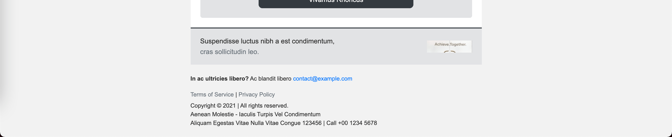 Screenshot of footer section of MJML sample email template