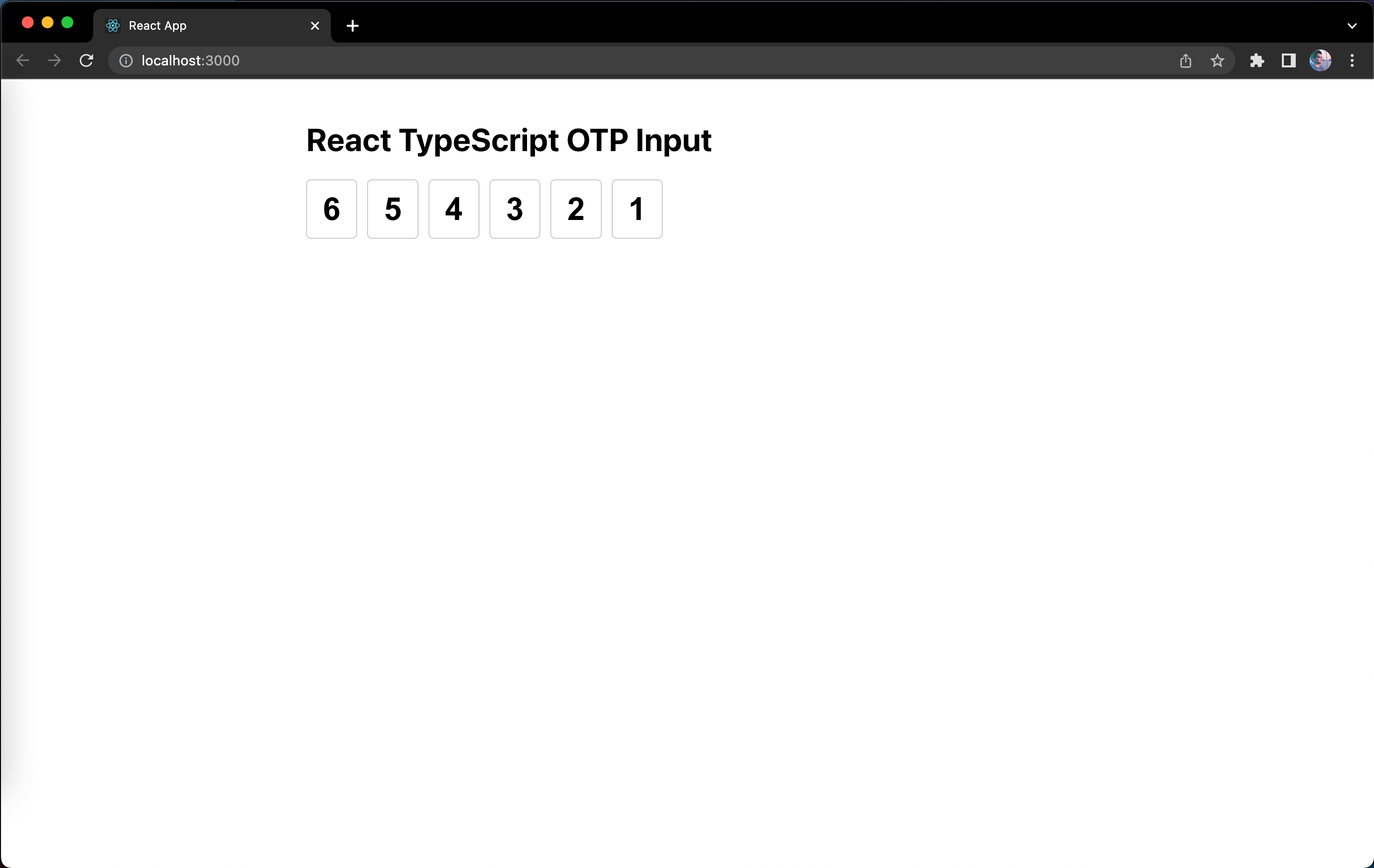 Screenshot of React OTP Input