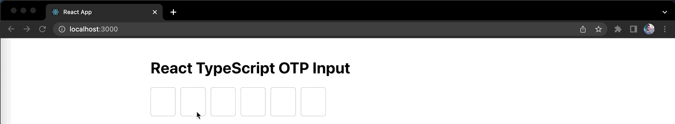 GIF of typing in React OTP Input