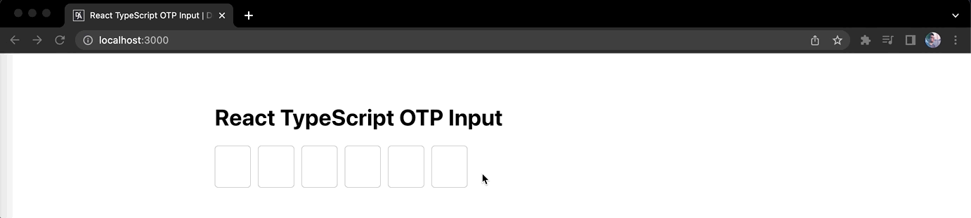 GIF of typing in React OTP Input