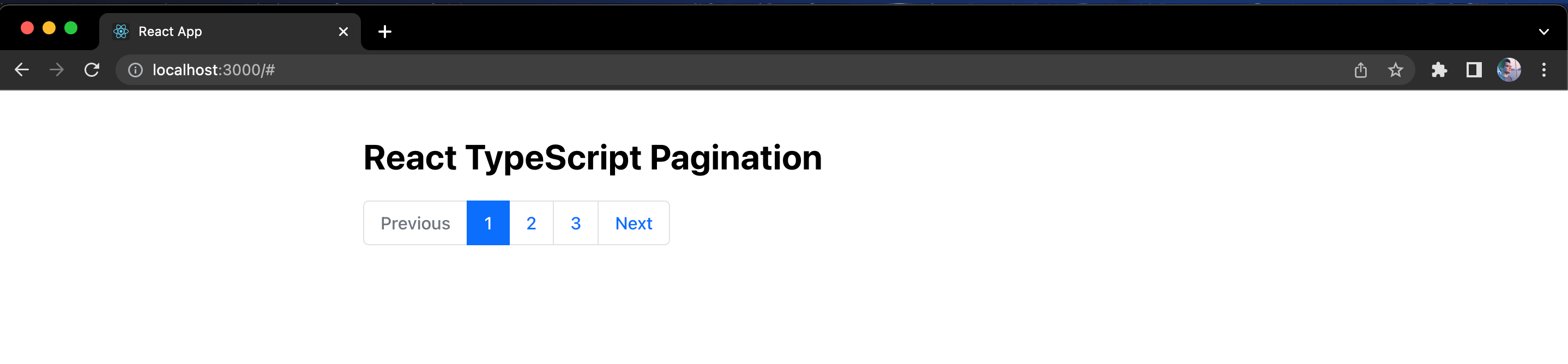 Screenshot of pagination built in React and TypeScript