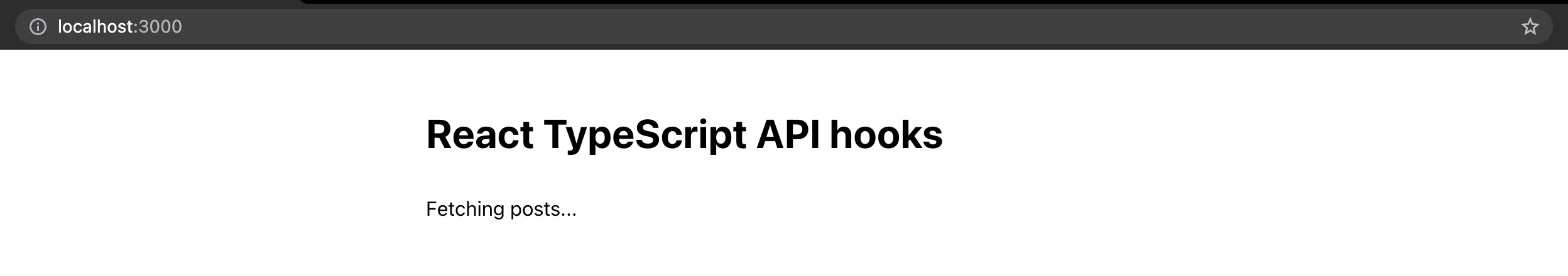 Screenshot of React API hook UI in loading state