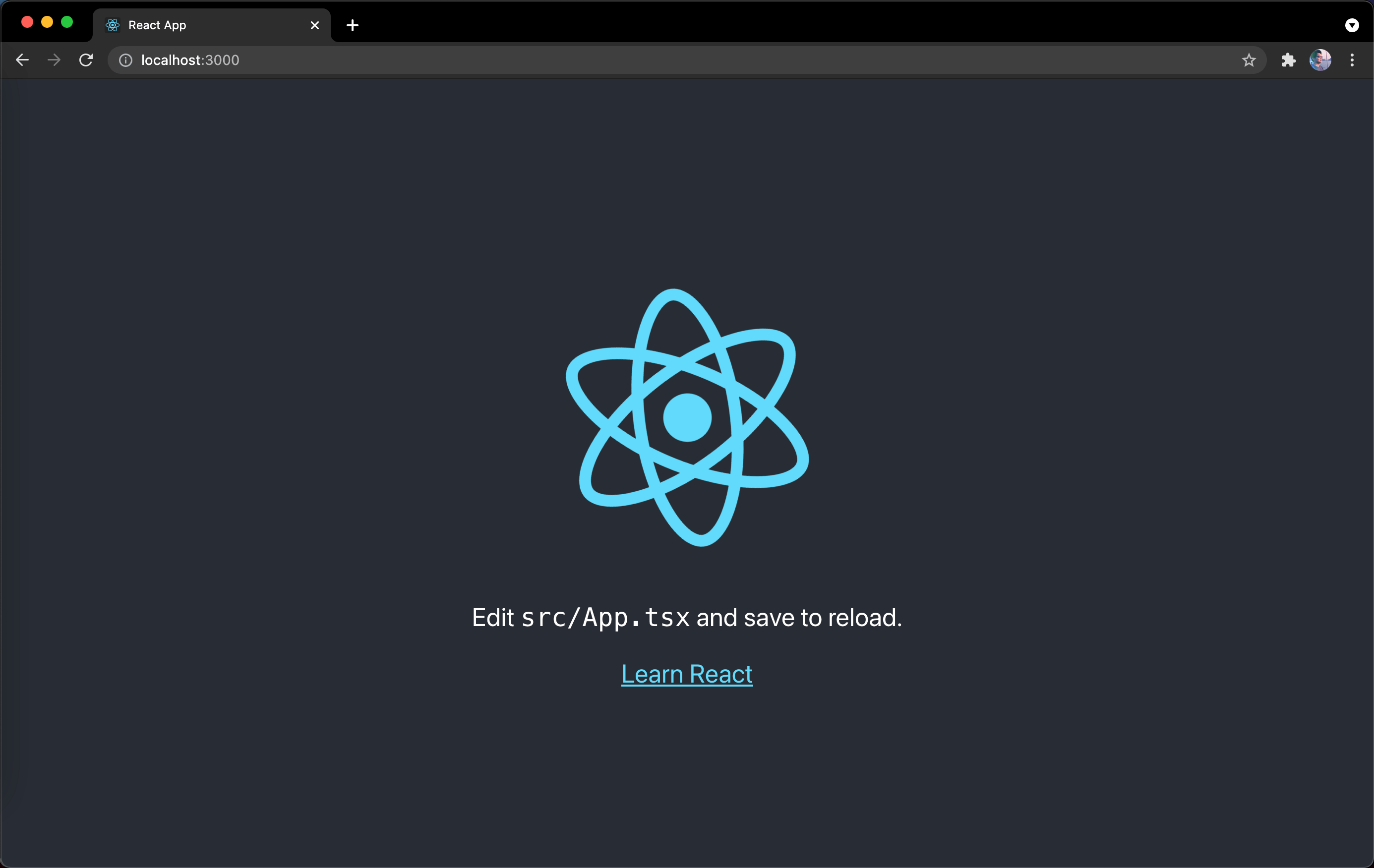 Screenshot of Create React App default page