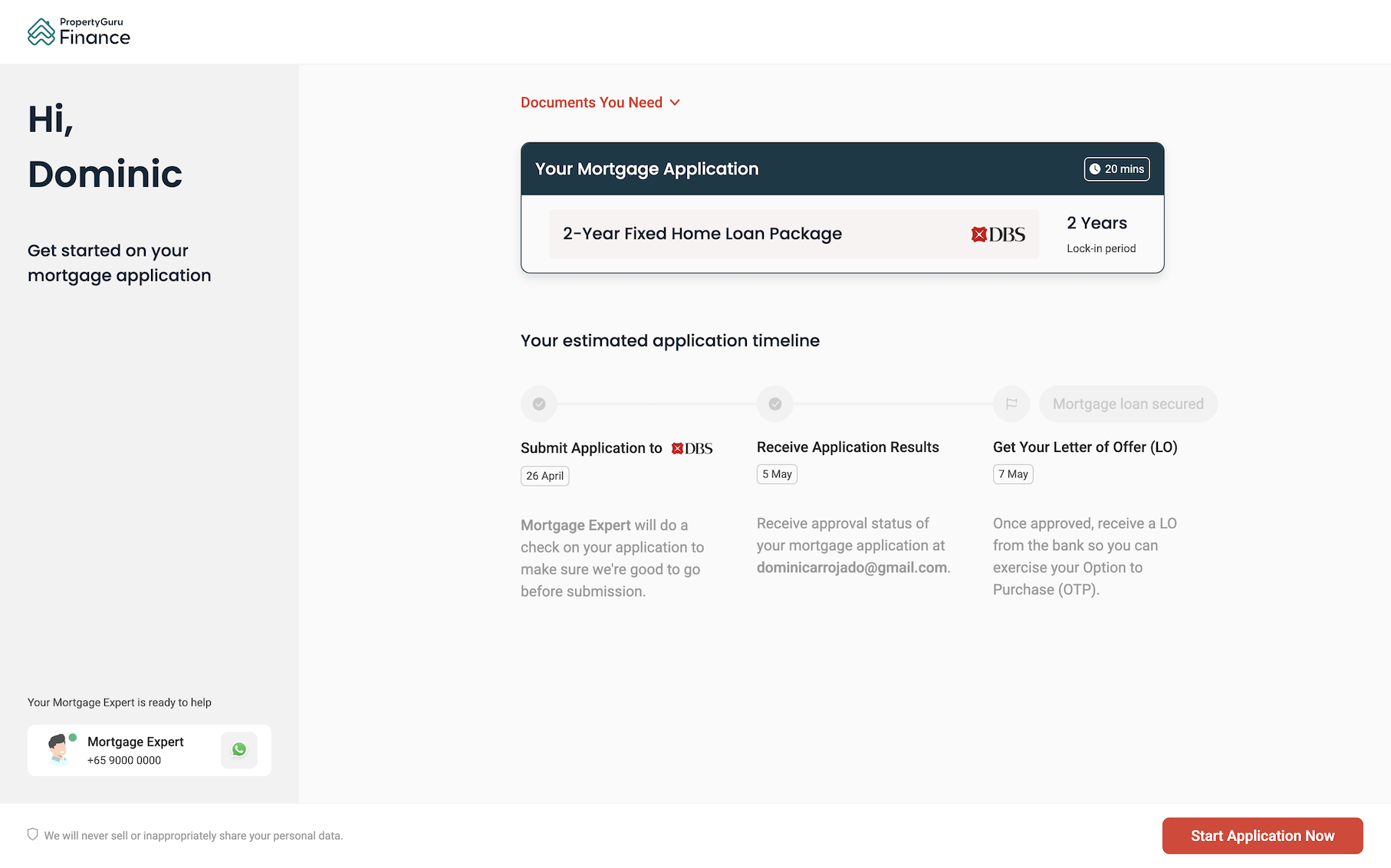 Screenshot of PropertyGuru Finance Digital Mortgage Application