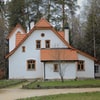 a big house in the woods